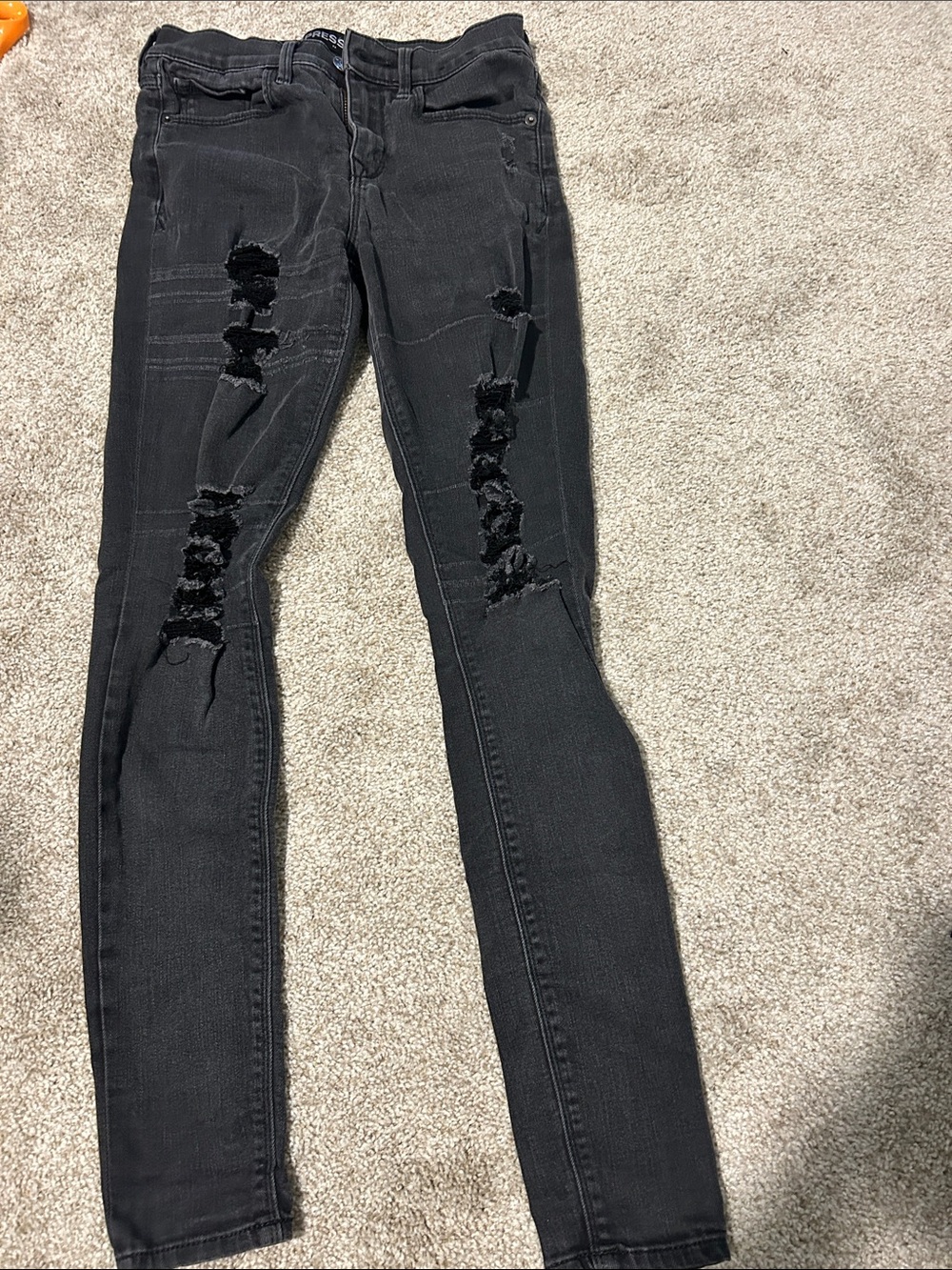 Express Black Ripped Skinny Jeans